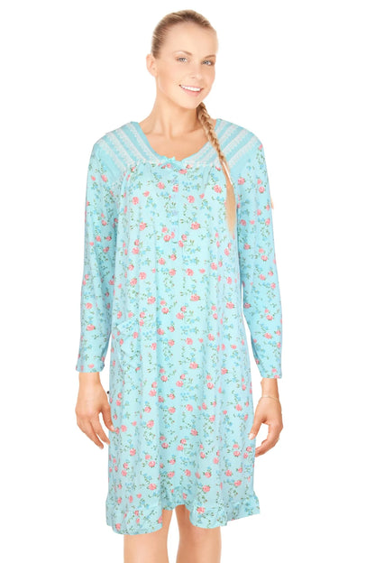 JEFFRICO Womens Long Sleeve Nightgowns Sleepwear Soft Pajama Dress Nightshirts