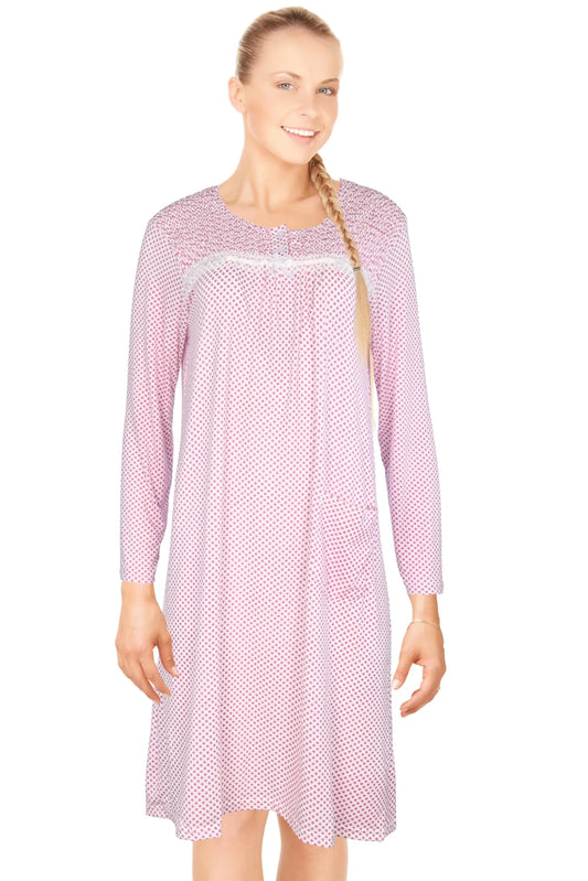 JEFFRICO Womens Long Sleeve Nightgowns Sleepwear Soft Pajama Dress Nightshirts