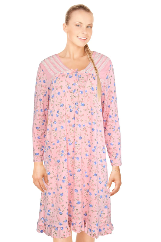 JEFFRICO Womens Long Sleeve Nightgowns Sleepwear Soft Pajama Dress Nightshirts