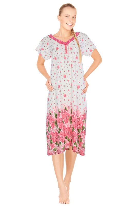 JEFFRICO Womens Nightgowns Short Sleeve Sleepwear Soft Pajama Dress Nightshirts