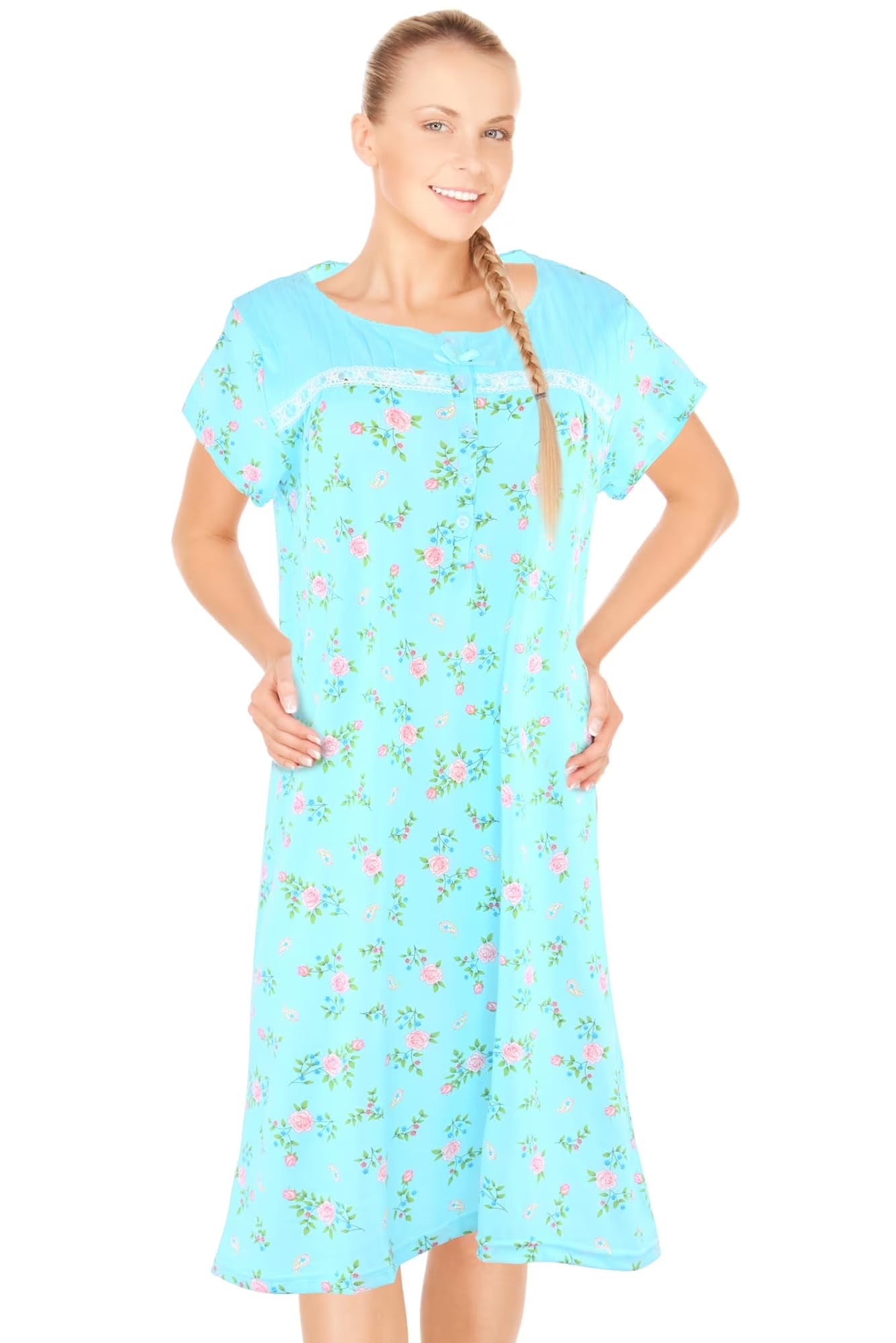 JEFFRICO Womens Short Sleeve Nightgowns Sleepwear Soft Pajama Dress Nightshirts