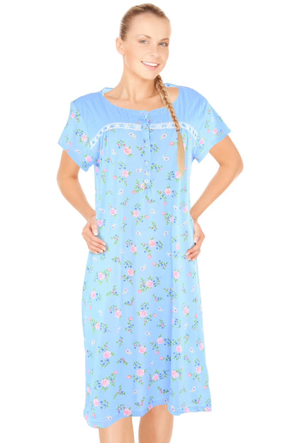JEFFRICO Womens Short Sleeve Nightgowns Sleepwear Soft Pajama Dress Nightshirts