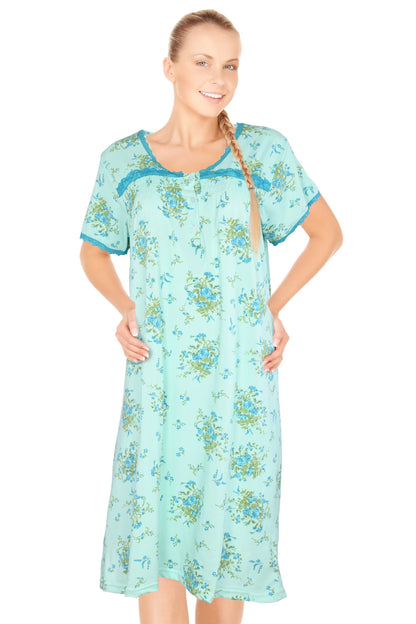 JEFFRICO Womens Nightgowns Short Sleeve Sleepwear Soft Pajama Dress Nightshirts