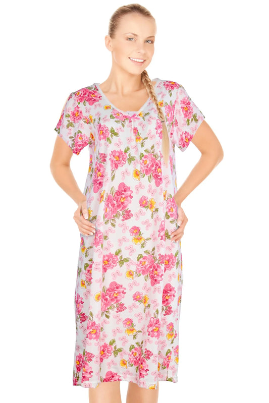 JEFFRICO Womens Nightgowns Short Sleeve Sleepwear Soft Pajama Dress Nightshirts