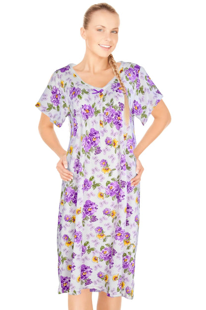 JEFFRICO Womens Nightgowns Short Sleeve Sleepwear Soft Pajama Dress Nightshirts