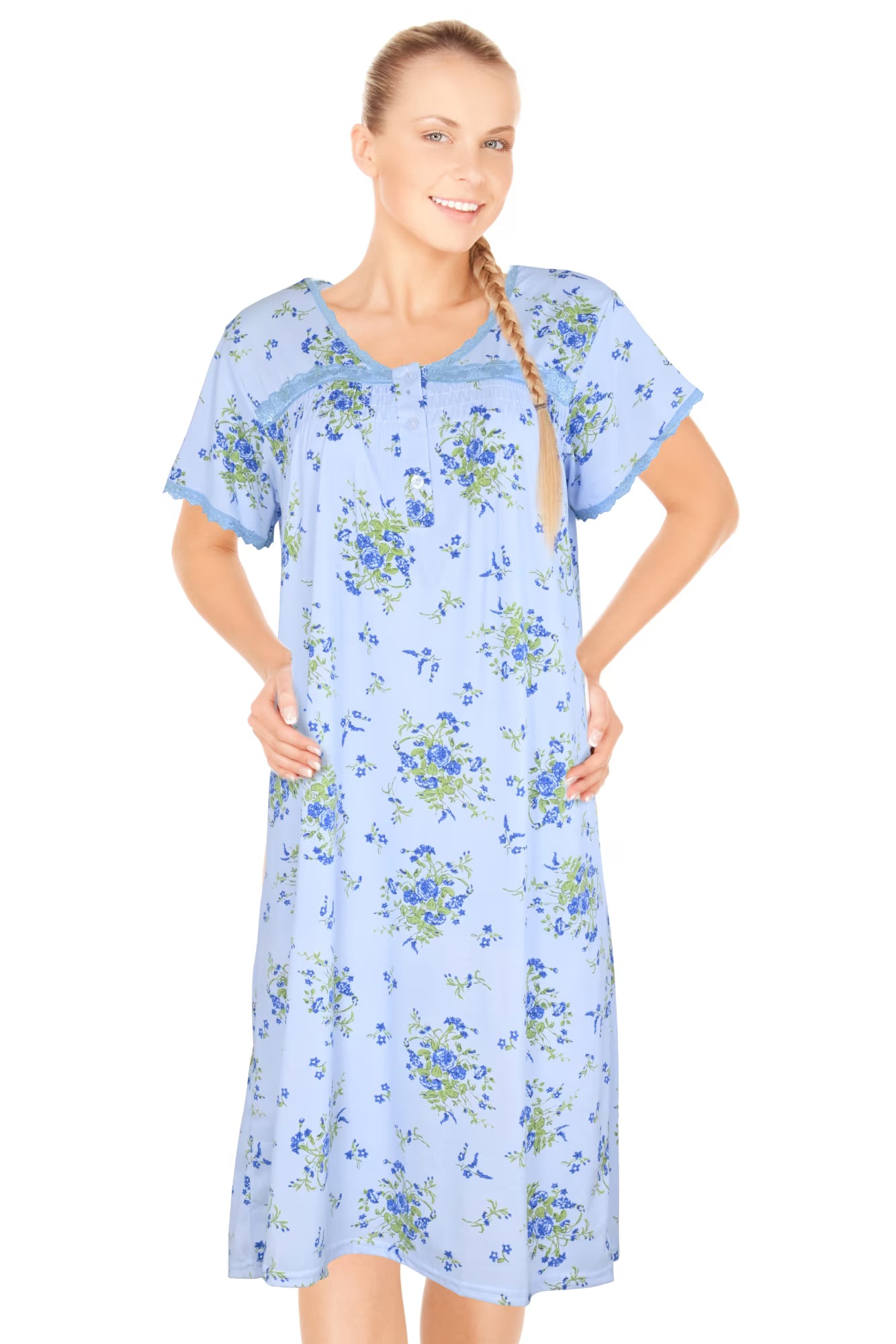 JEFFRICO Womens Nightgowns Short Sleeve Sleepwear Soft Pajama Dress Nightshirts