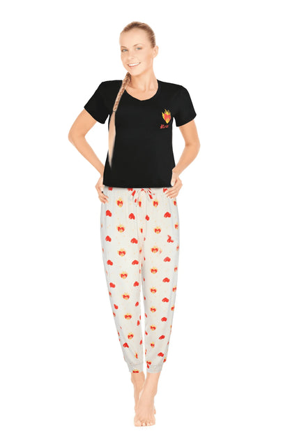JEFFRICO Womens Pajamas For Women V-Neck Short Sleeve 2 Piece Pajamas Set Sleepwear Soft Pajamas