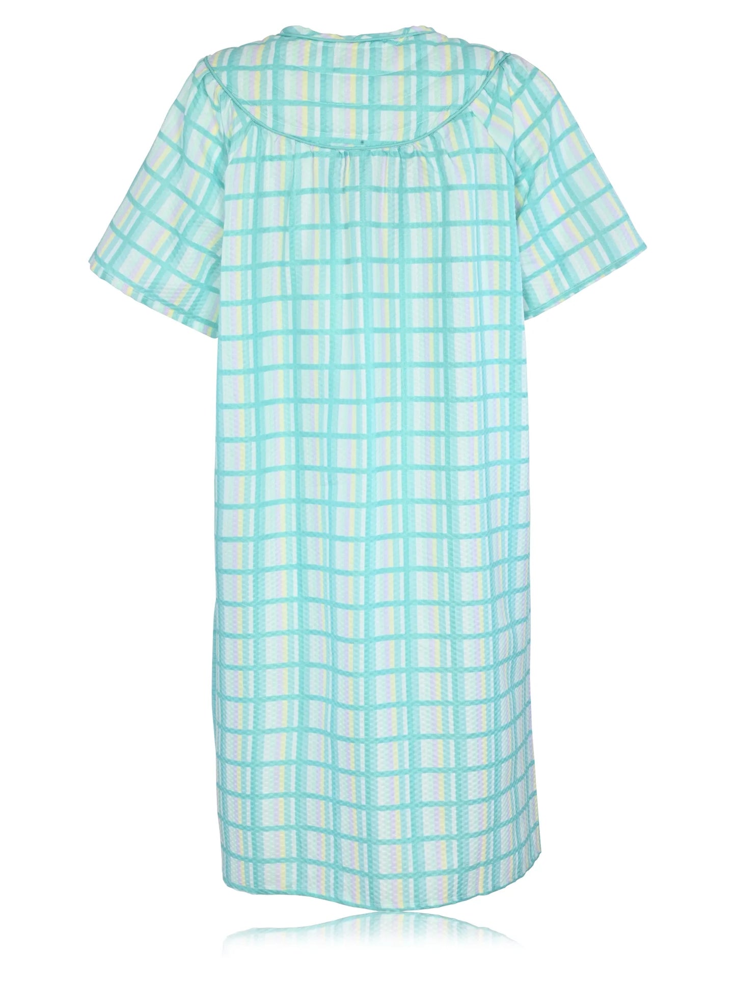 JEFFRICO House Dresses for Women with Pockets - Lightweight Breathable Short Sleeve Muumuu & Nightgowns - Snap Front Housecoat and Dusters for Women