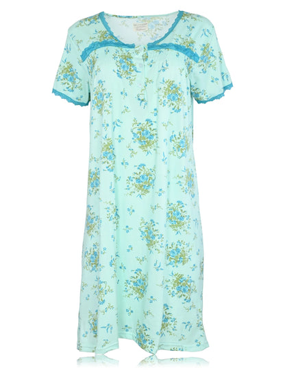 JEFFRICO Womens Nightgowns Short Sleeve Sleepwear Soft Pajama Dress Nightshirts