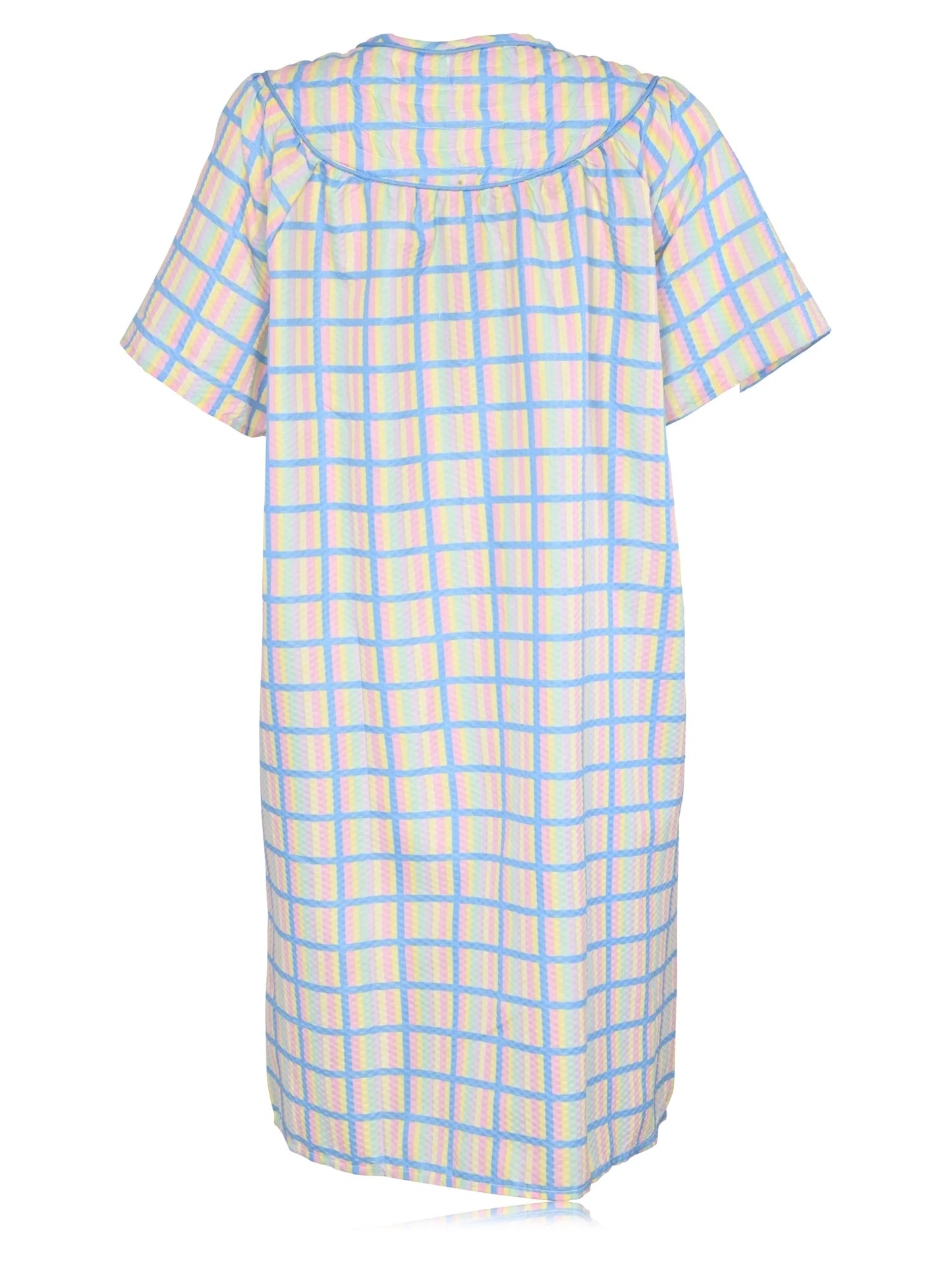 JEFFRICO House Dresses for Women with Pockets - Lightweight Breathable Short Sleeve Muumuu & Nightgowns - Snap Front Housecoat and Dusters for Women