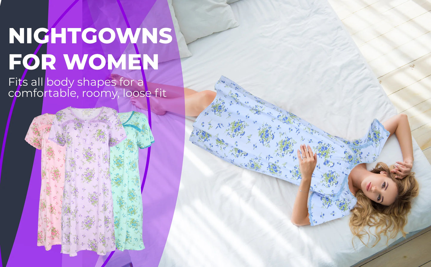 JEFFRICO Womens Nightgowns Short Sleeve Sleepwear Soft Pajama Dress Nightshirts