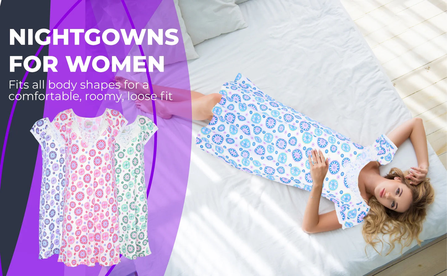 JEFFRICO Womens Nightgowns Sleepwear Soft Pajama Dress Nightshirts