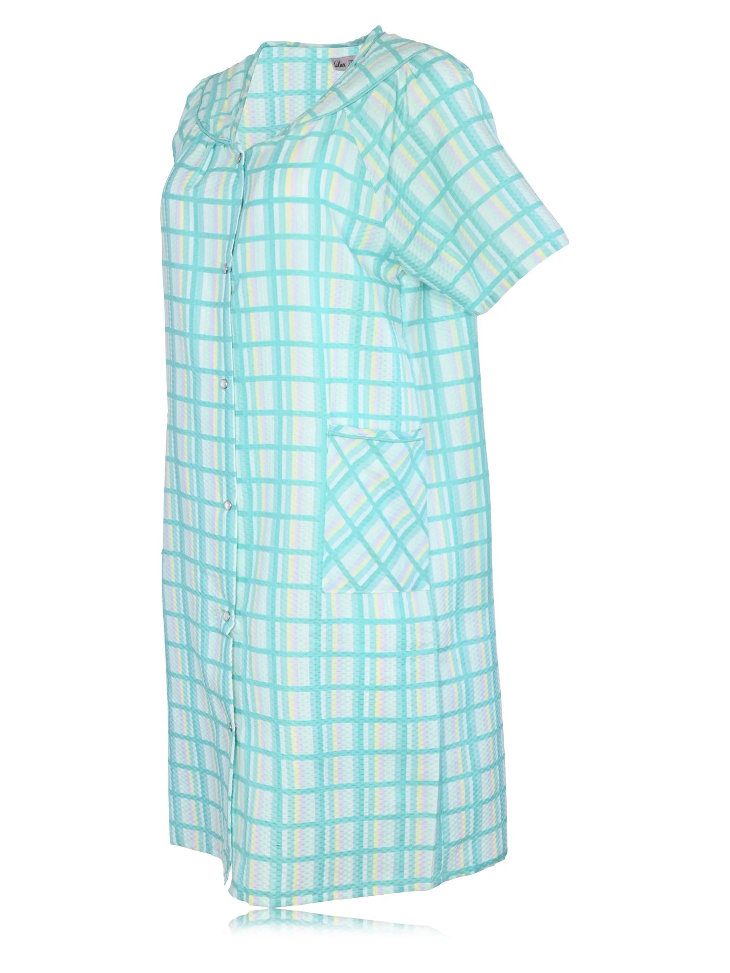 JEFFRICO House Dresses for Women with Pockets - Lightweight Breathable Short Sleeve Muumuu & Nightgowns - Snap Front Housecoat and Dusters for Women