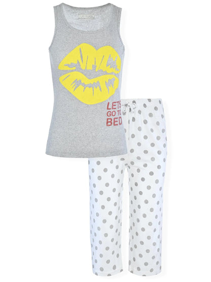 JEFFRICO Pajamas For Women Capri Set Sleepwear Soft Pajamas Short Sleeve Pajama Sleepshirt With Capri Pants