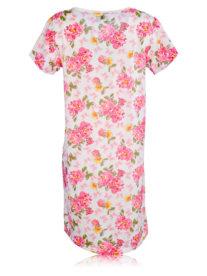 JEFFRICO Womens Nightgowns Short Sleeve Sleepwear Soft Pajama Dress Nightshirts