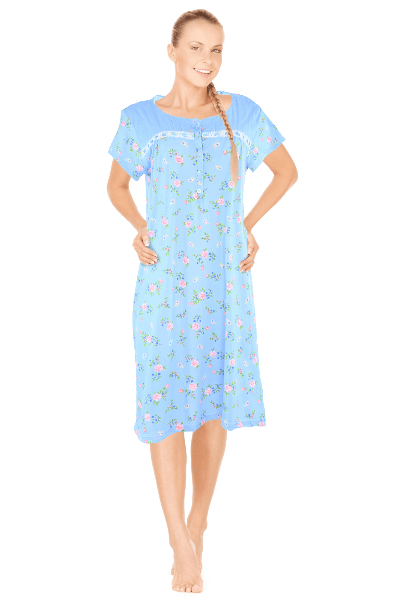 JEFFRICO Womens Short Sleeve Nightgowns Sleepwear Soft Pajama Dress Nightshirts