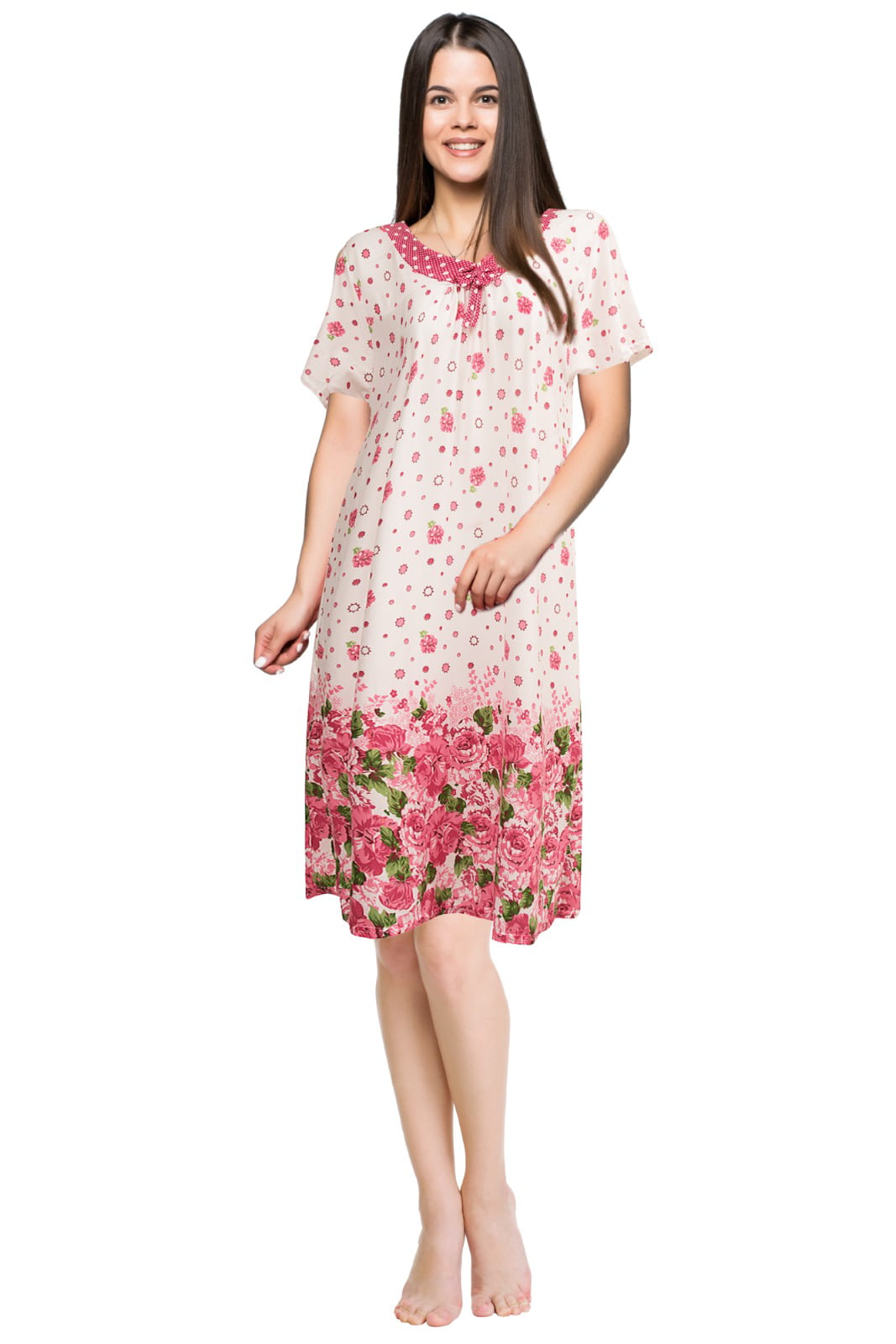 JEFFRICO Womens Nightgowns Short Sleeve Sleepwear Soft Pajama Dress Nightshirts