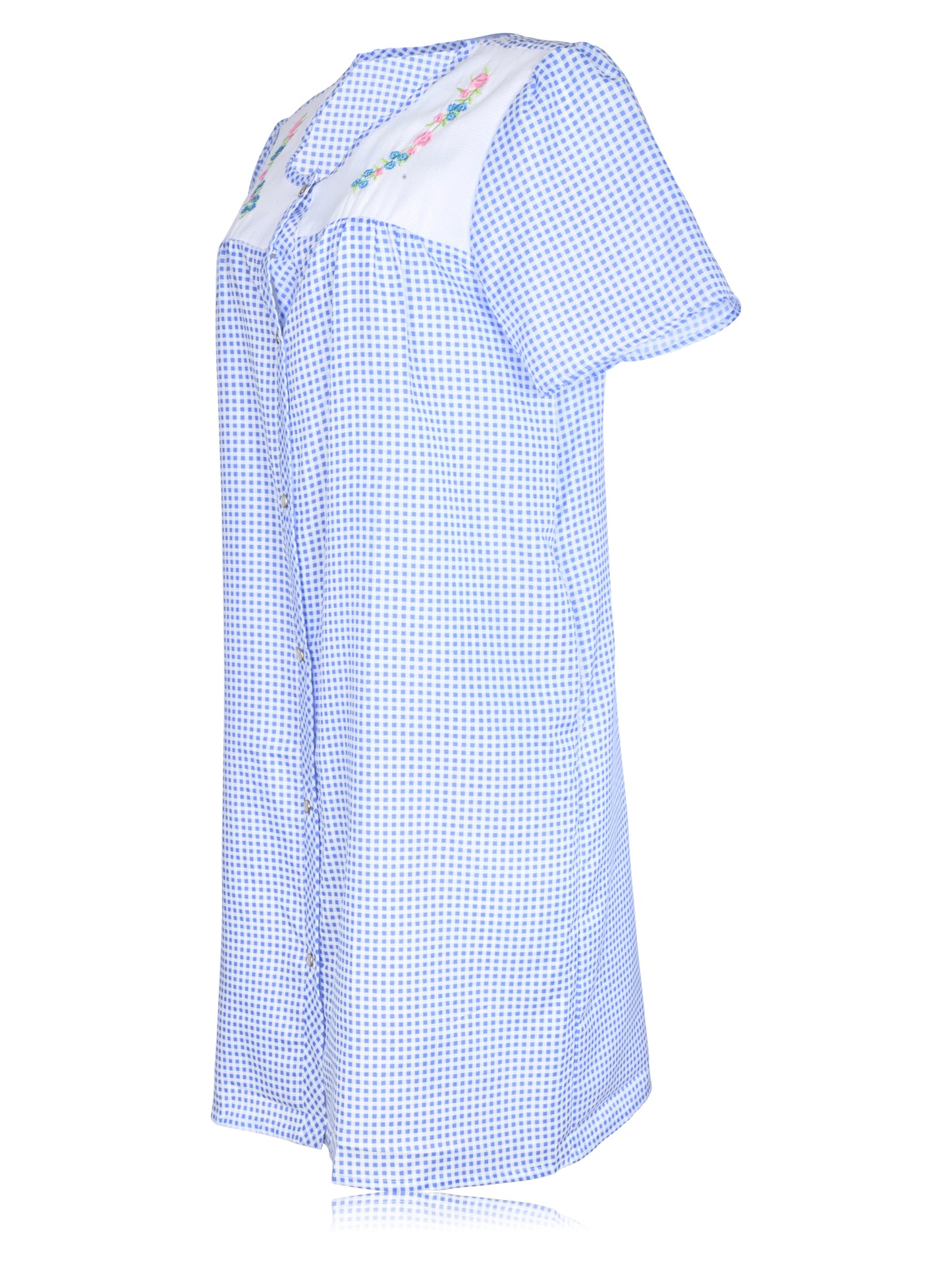 JEFFRICO House Dresses for Women with Pockets - Lightweight Breathable Short Sleeve Muumuu & Nightgowns - Snap Front Housecoat and Dusters for Women