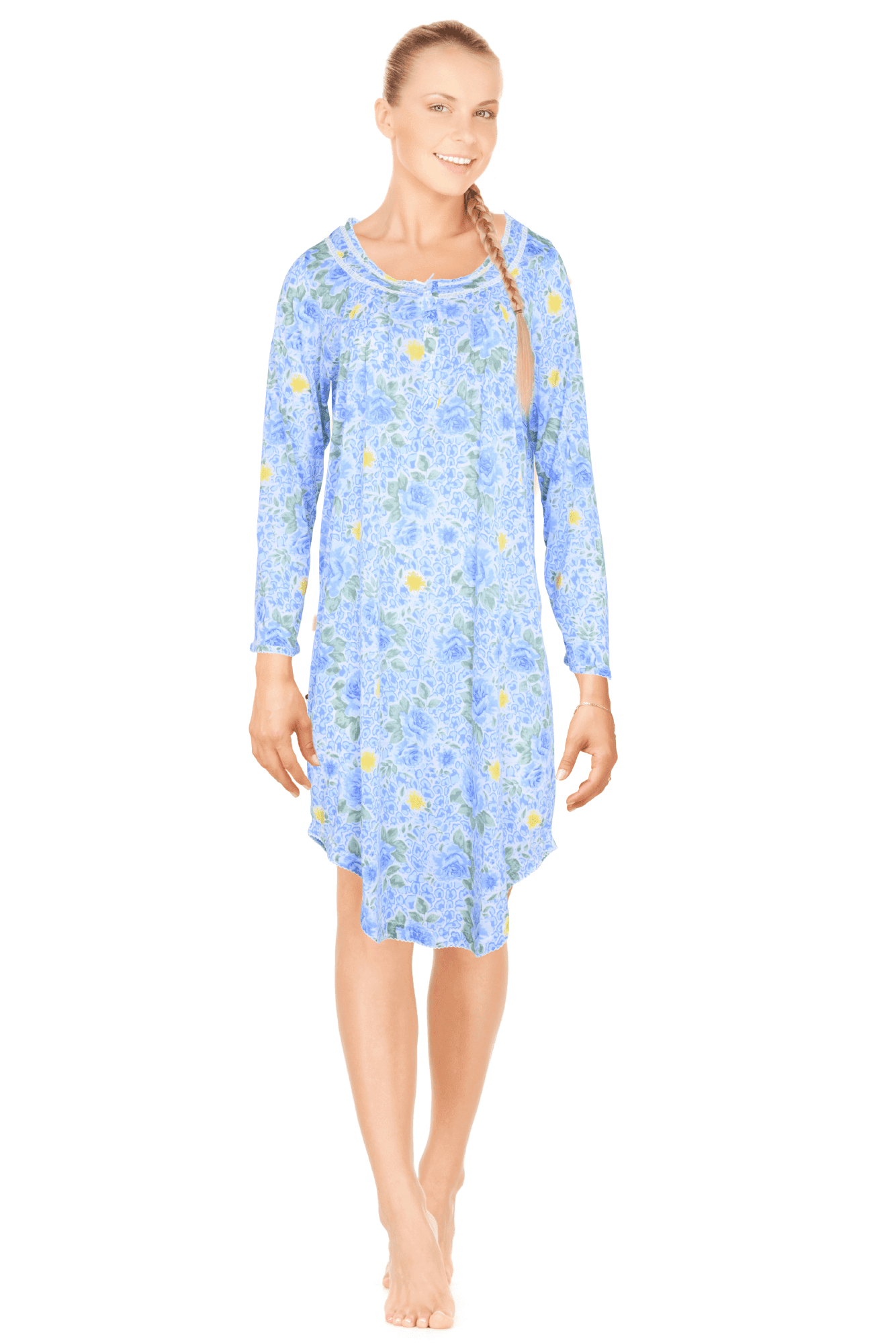 JEFFRICO Womens Long Sleeve Nightgowns Sleepwear Soft Pajama Dress Nightshirts