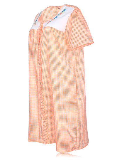JEFFRICO House Dresses for Women with Pockets - Lightweight Breathable Short Sleeve Muumuu & Nightgowns - Snap Front Housecoat and Dusters for Women