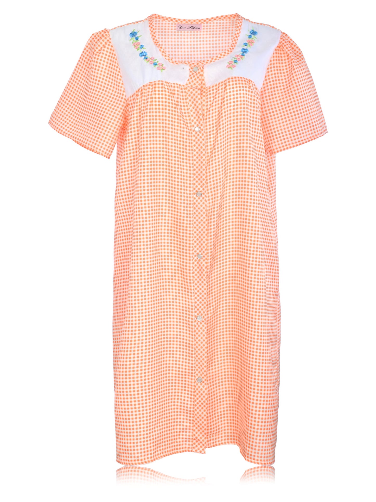 JEFFRICO House Dresses for Women with Pockets - Lightweight Breathable Short Sleeve Muumuu & Nightgowns - Snap Front Housecoat and Dusters for Women