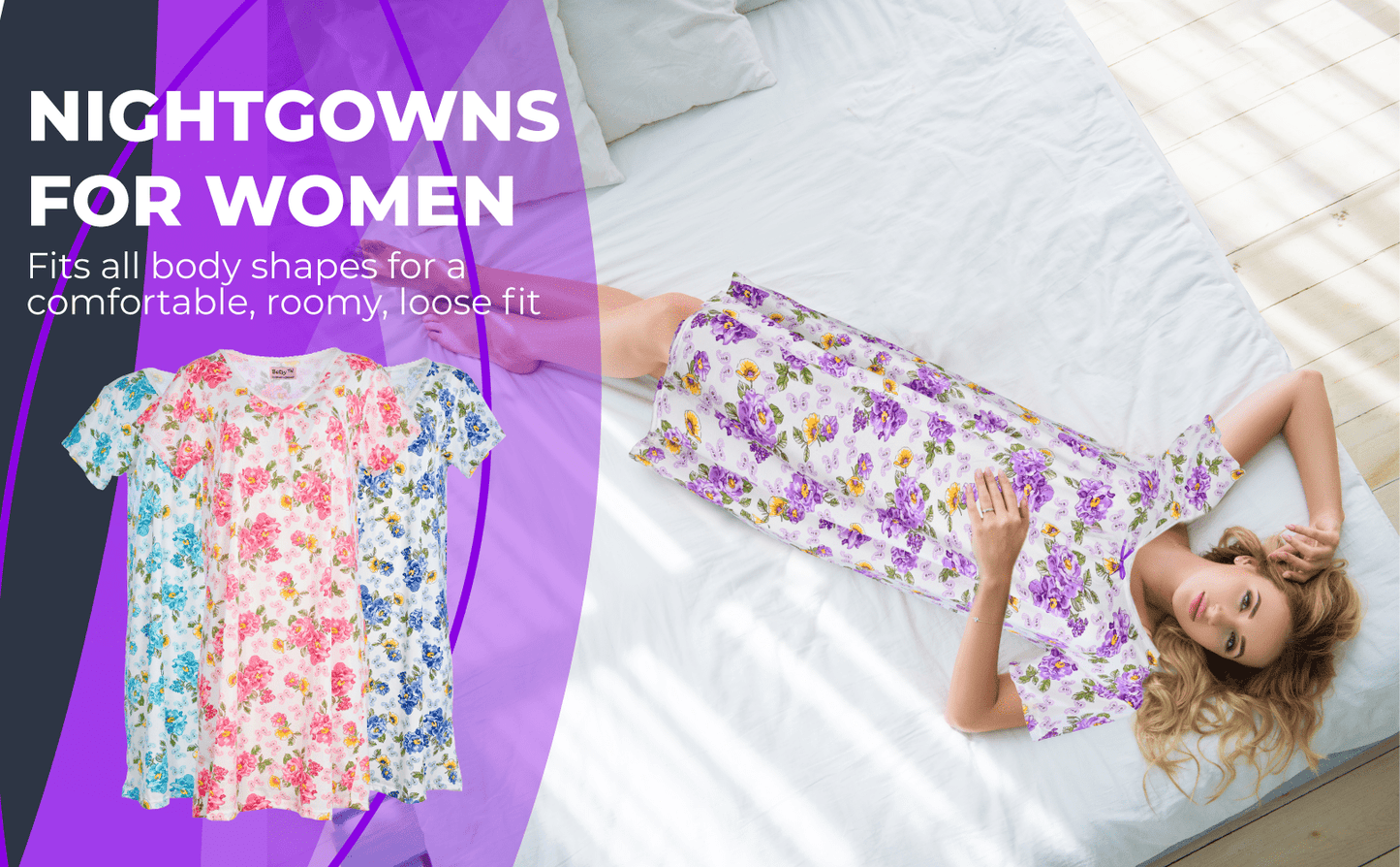 JEFFRICO Womens Nightgowns Short Sleeve Sleepwear Soft Pajama Dress Nightshirts