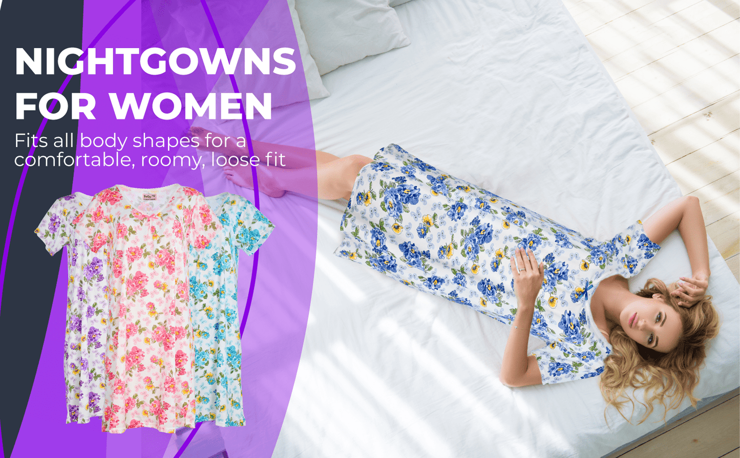 JEFFRICO Womens Nightgowns Short Sleeve Sleepwear Soft Pajama Dress Nightshirts