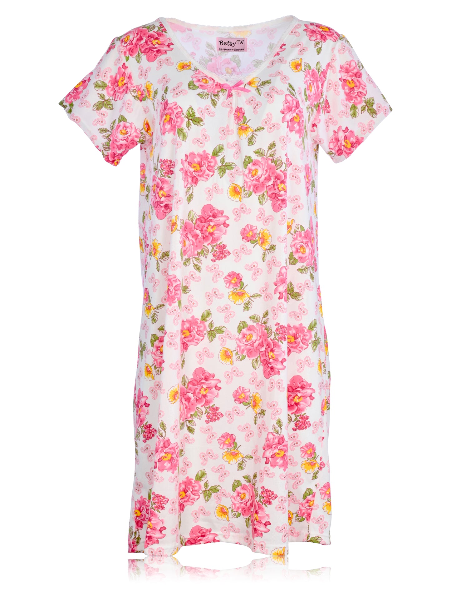 JEFFRICO Womens Nightgowns Short Sleeve Sleepwear Soft Pajama Dress Nightshirts