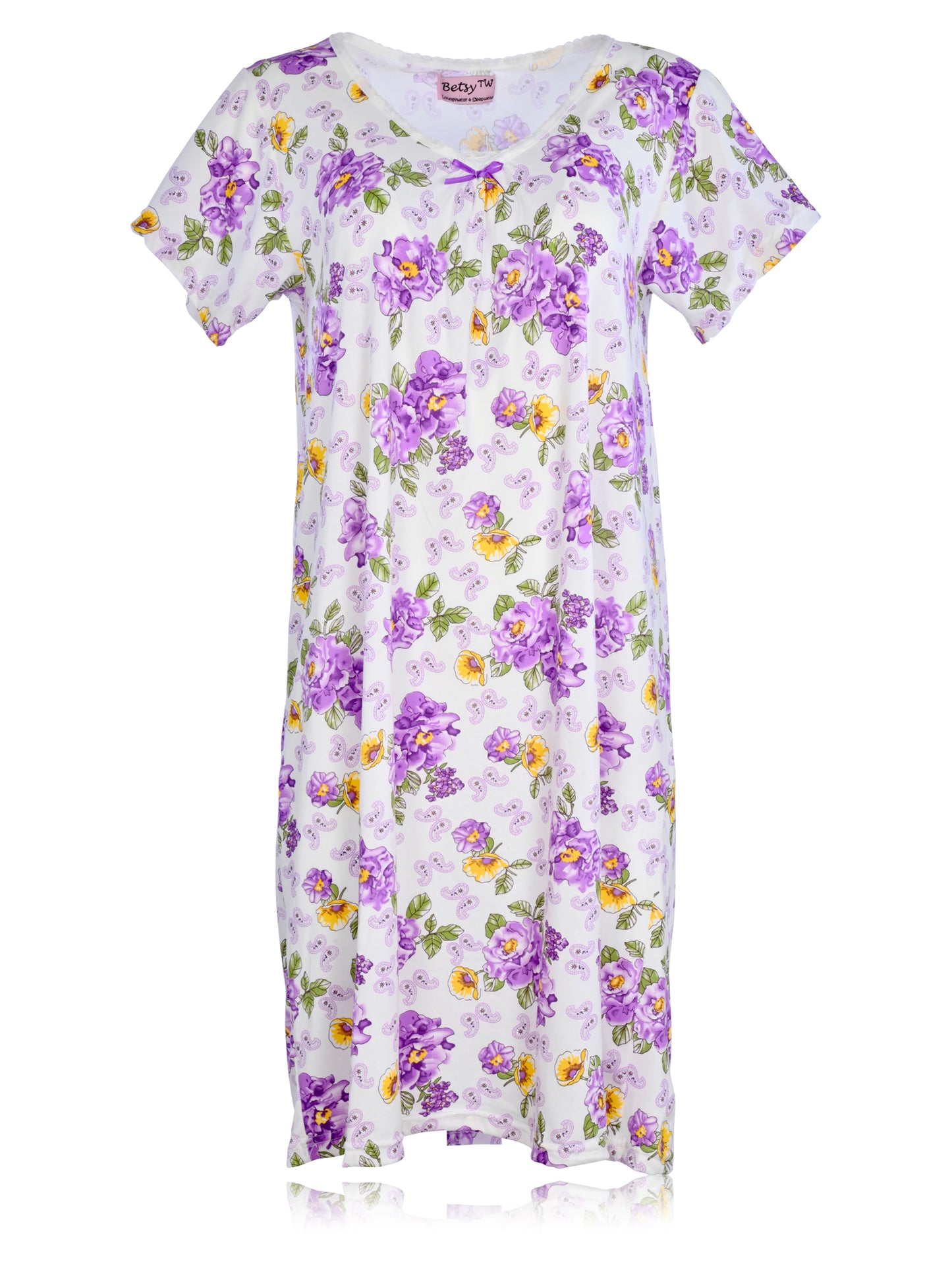 JEFFRICO Womens Nightgowns Short Sleeve Sleepwear Soft Pajama Dress Nightshirts