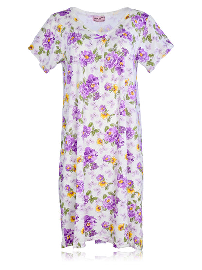 JEFFRICO Womens Nightgowns Short Sleeve Sleepwear Soft Pajama Dress Nightshirts
