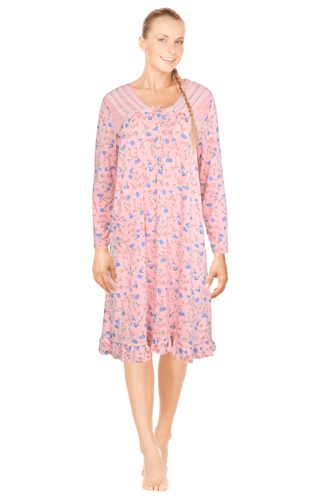 JEFFRICO Womens Long Sleeve Nightgowns Sleepwear Soft Pajama Dress Nightshirts