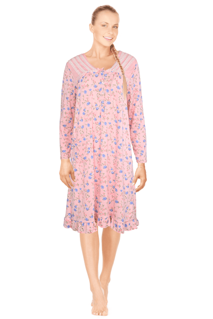 JEFFRICO Womens Long Sleeve Nightgowns Sleepwear Soft Pajama Dress Nightshirts
