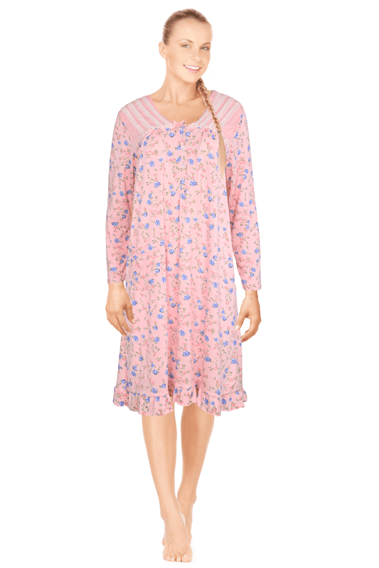 JEFFRICO Womens Long Sleeve Nightgowns Sleepwear Soft Pajama Dress Nightshirts