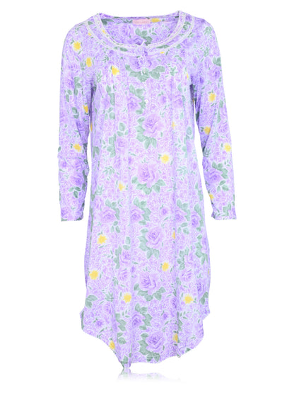 JEFFRICO Womens Long Sleeve Nightgowns Sleepwear Soft Pajama Dress Nightshirts