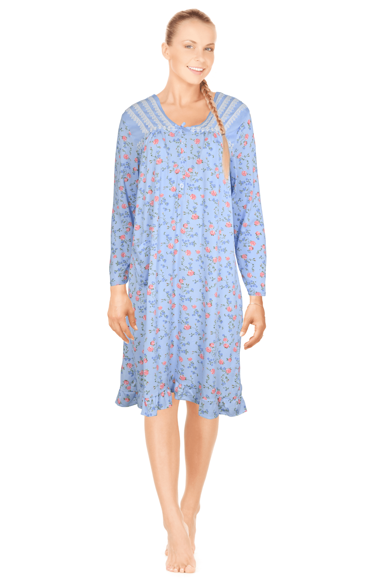 JEFFRICO Womens Long Sleeve Nightgowns Sleepwear Soft Pajama Dress Nightshirts