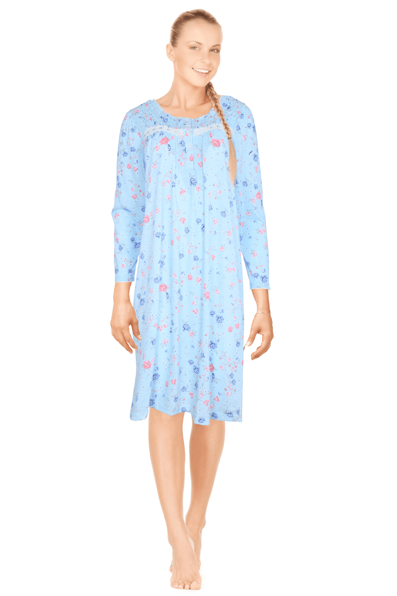 JEFFRICO Womens Long Sleeve Nightgowns Sleepwear Soft Pajama Dress Nightshirts