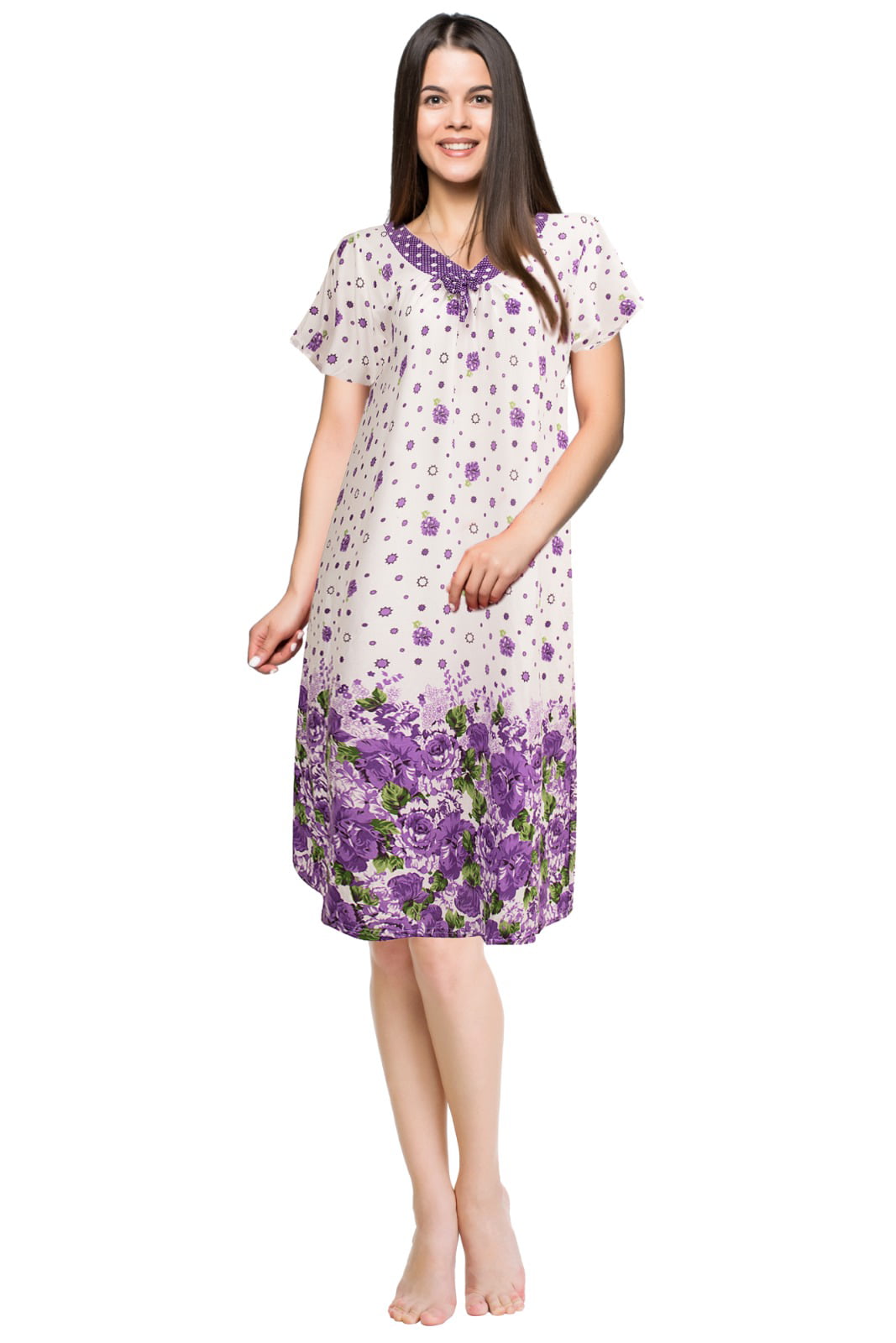 JEFFRICO Womens Nightgowns Short Sleeve Sleepwear Soft Pajama Dress Nightshirts