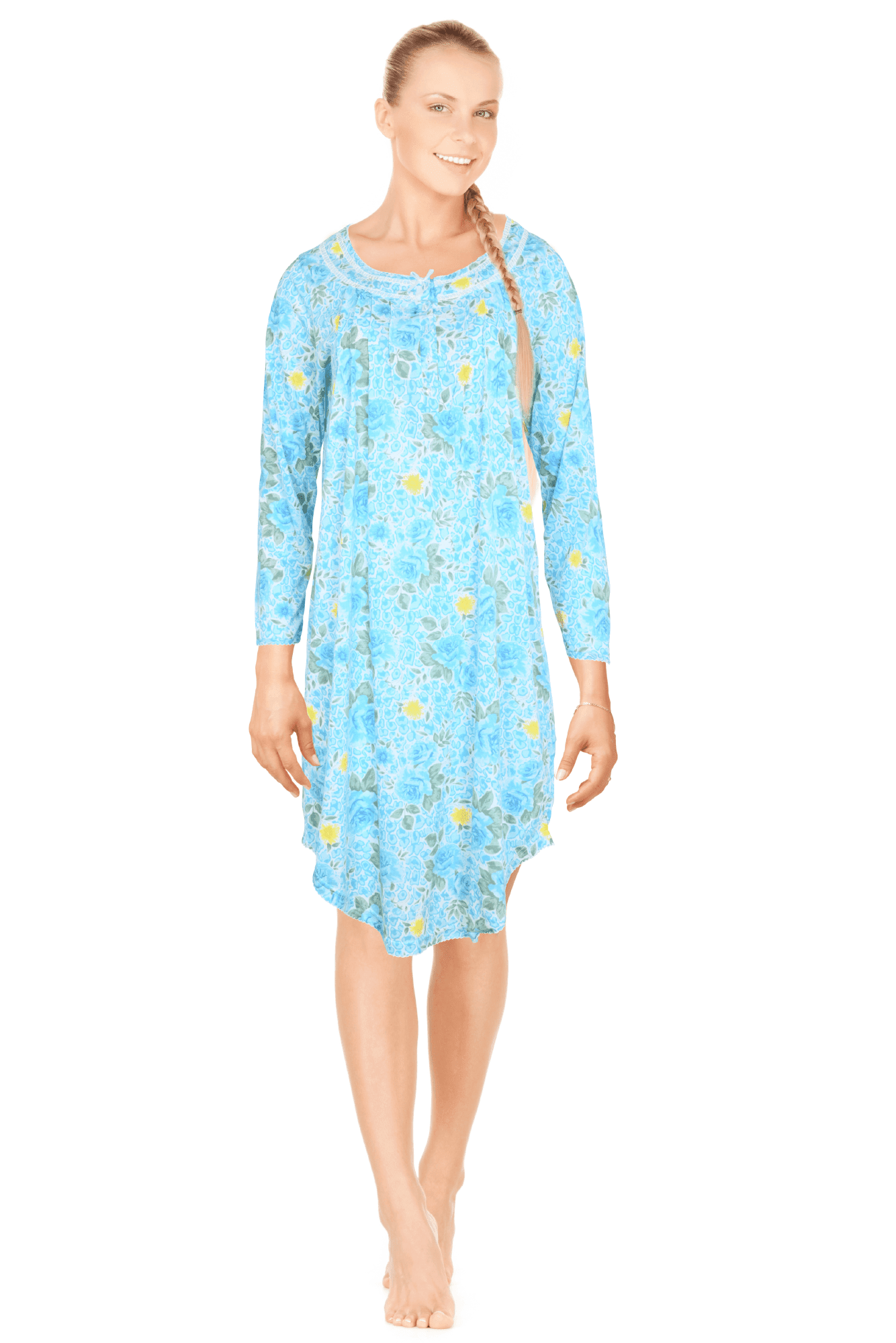 JEFFRICO Womens Long Sleeve Nightgowns Sleepwear Soft Pajama Dress Nightshirts