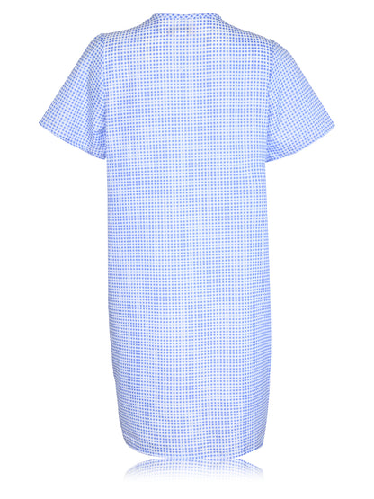 JEFFRICO House Dresses for Women with Pockets - Lightweight Breathable Short Sleeve Muumuu & Nightgowns - Snap Front Housecoat and Dusters for Women