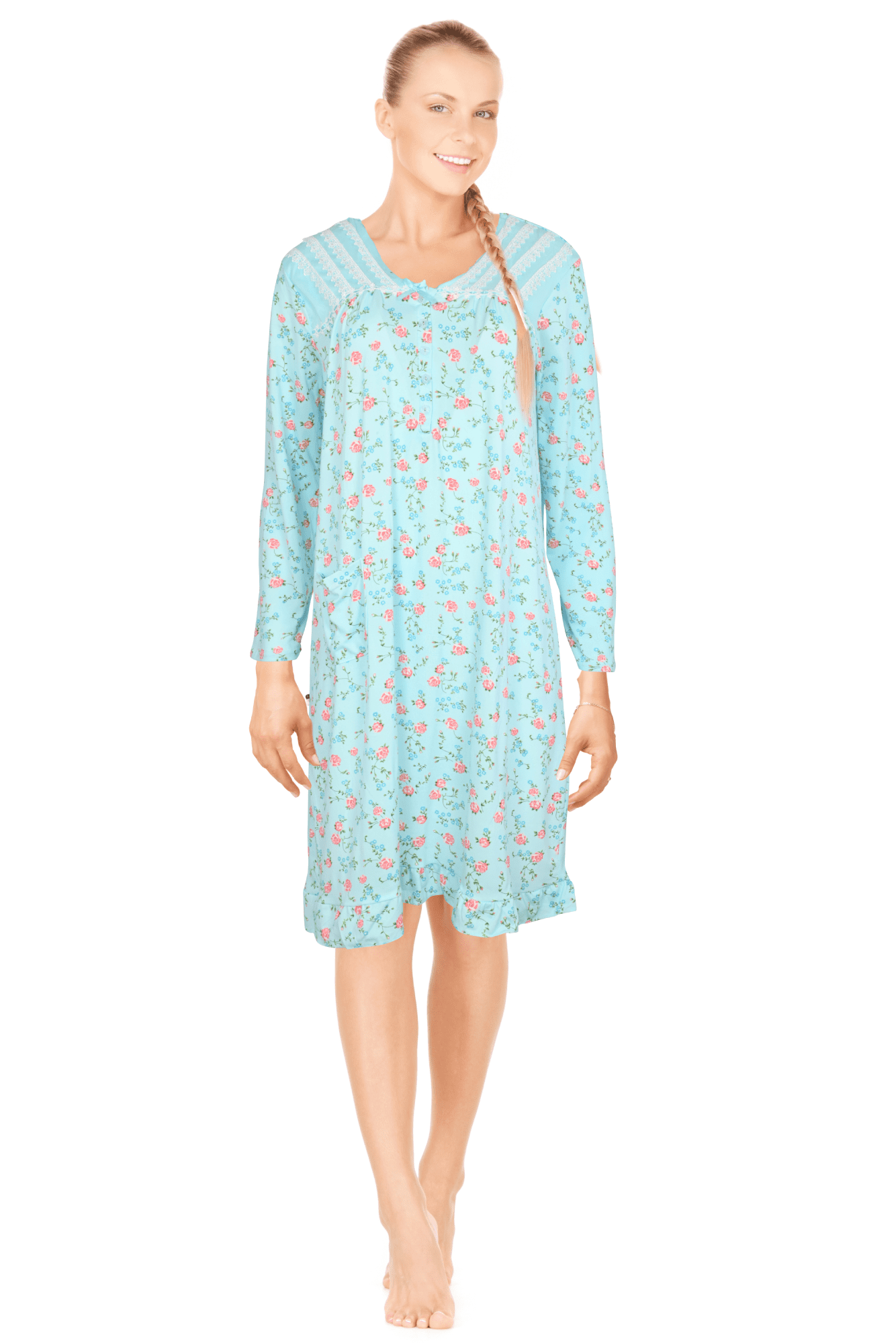 JEFFRICO Womens Long Sleeve Nightgowns Sleepwear Soft Pajama Dress Nightshirts