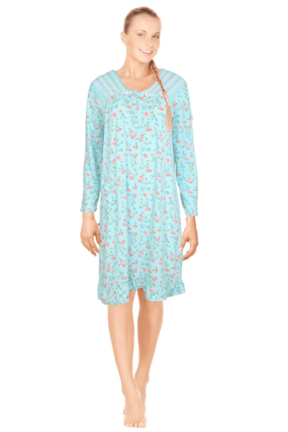 JEFFRICO Womens Long Sleeve Nightgowns Sleepwear Soft Pajama Dress Nightshirts