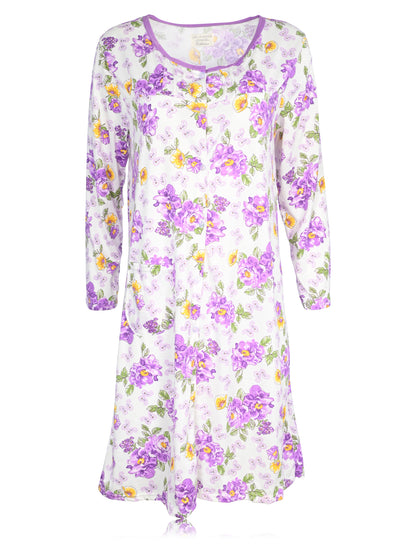 JEFFRICO Womens Long Sleeve Nightgowns Sleepwear Soft Pajama Dress Nightshirts