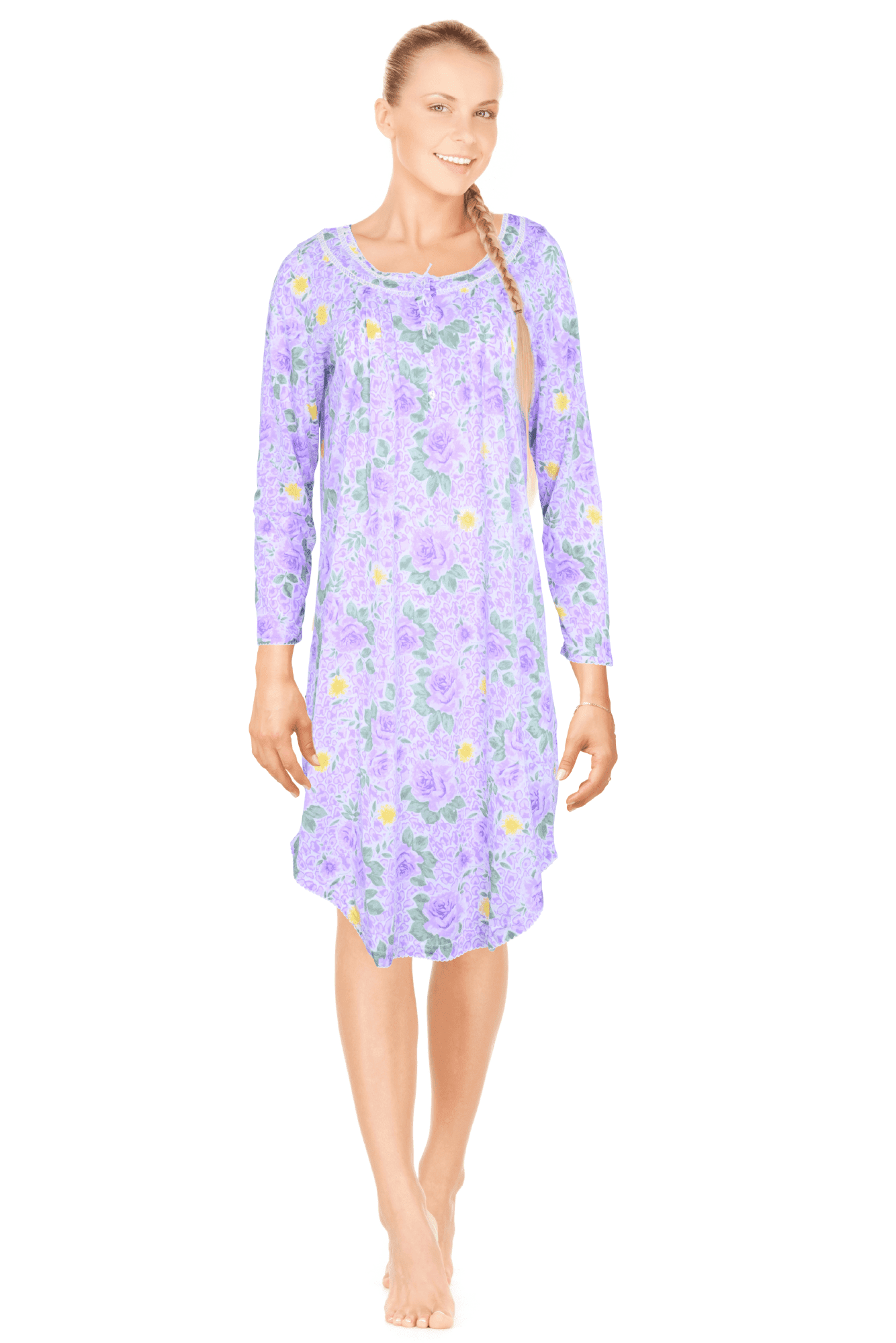 JEFFRICO Womens Long Sleeve Nightgowns Sleepwear Soft Pajama Dress Nightshirts