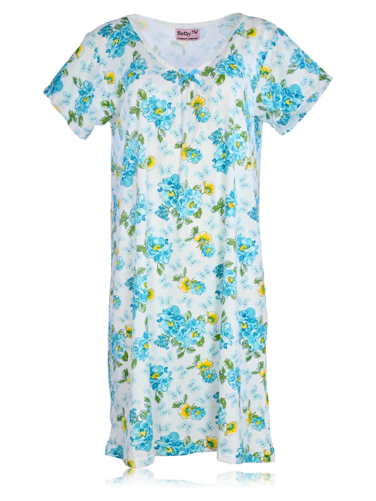 JEFFRICO Womens Nightgowns Short Sleeve Sleepwear Soft Pajama Dress Nightshirts