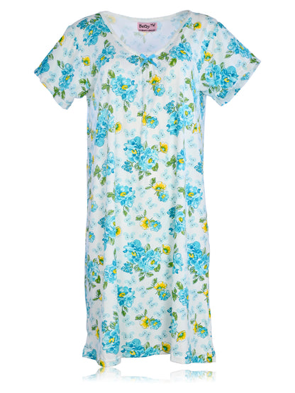 JEFFRICO Womens Nightgowns Short Sleeve Sleepwear Soft Pajama Dress Nightshirts