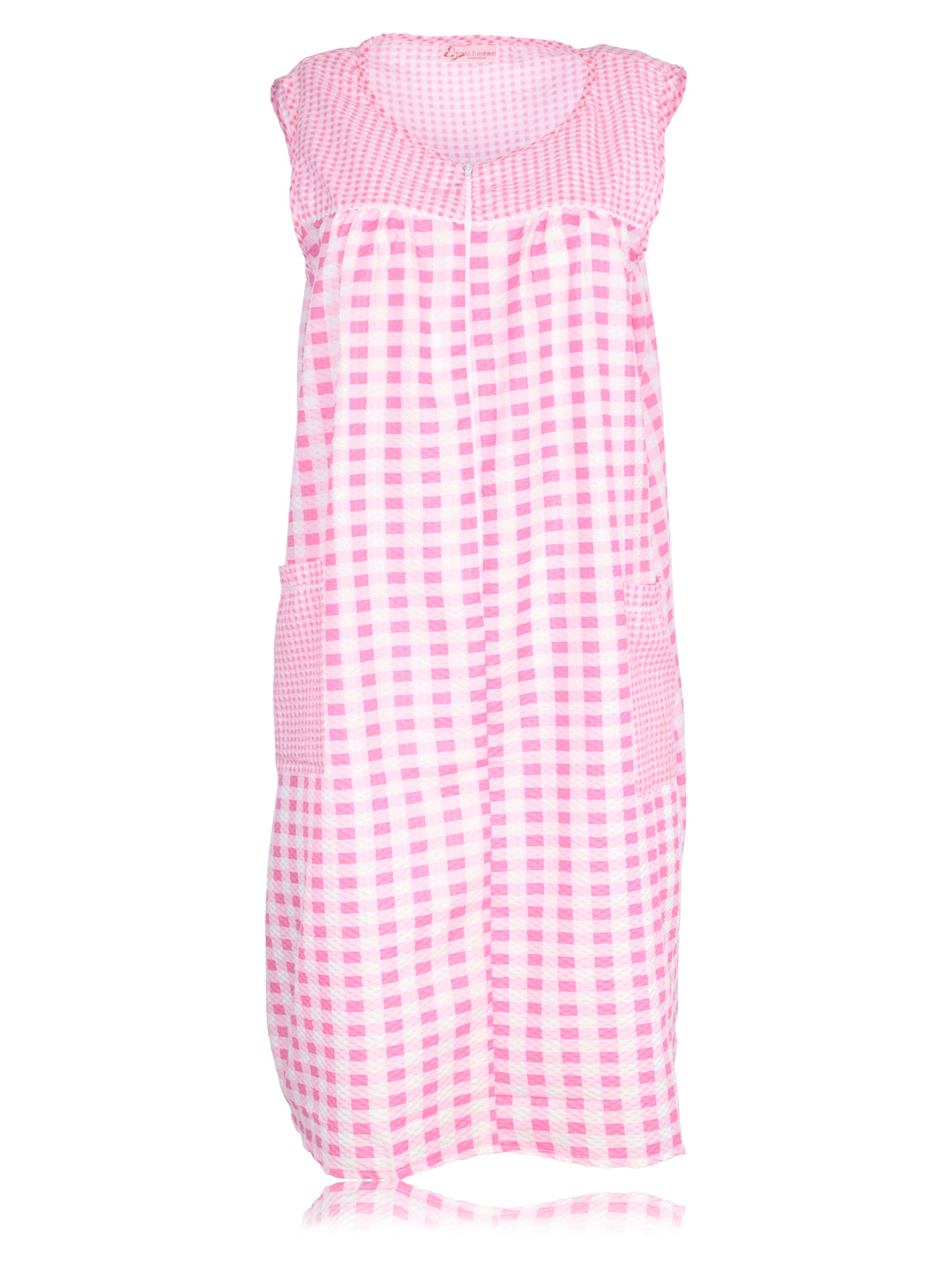JEFFRICO House Dresses for Women with Pockets - Lightweight Breathable Sleeveless Muumuu & Nightgowns - Zipper Front Housecoat and Dusters for Women