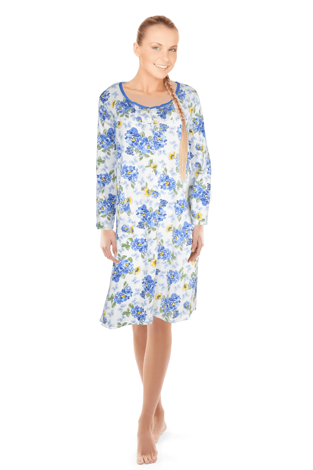 JEFFRICO Womens Long Sleeve Nightgowns Sleepwear Soft Pajama Dress Nightshirts