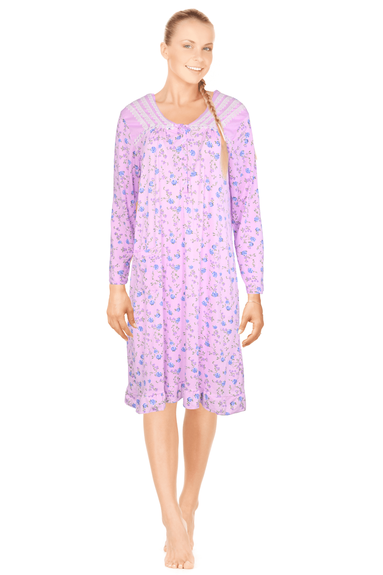 JEFFRICO Womens Long Sleeve Nightgowns Sleepwear Soft Pajama Dress Nightshirts