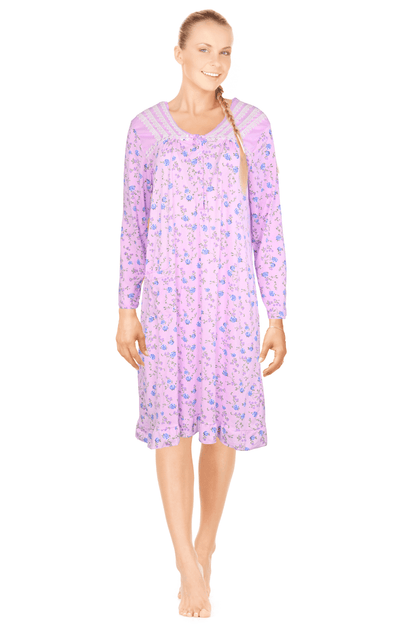 JEFFRICO Womens Long Sleeve Nightgowns Sleepwear Soft Pajama Dress Nightshirts