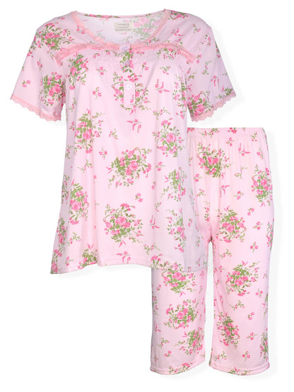 JEFFRICO Womens Pajamas For Women Capri Set Sleepwear Soft Pajamas